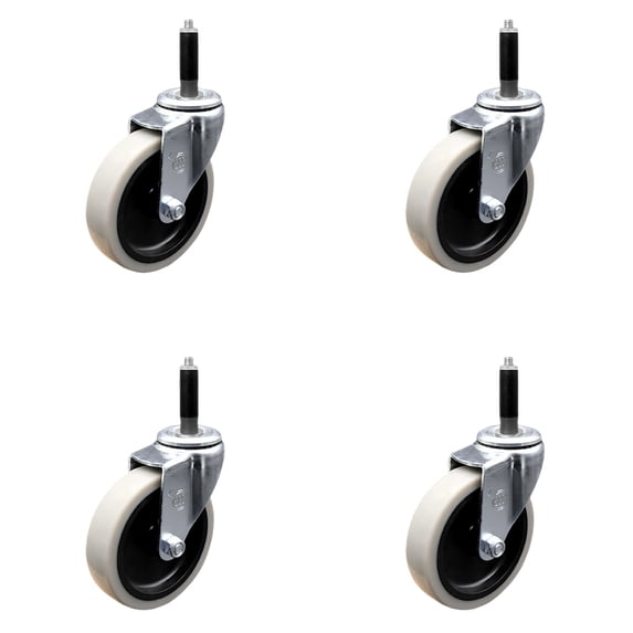 4 Inch Thermoplastic Rubber Wheel 3/4 Inch Expanding Stem Caster Set of 4 SCC