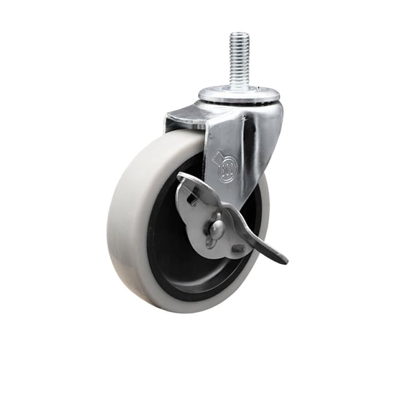 4 Inch Thermoplastic Rubber Wheel 8mm Threaded Stem Caster with Brake SCC