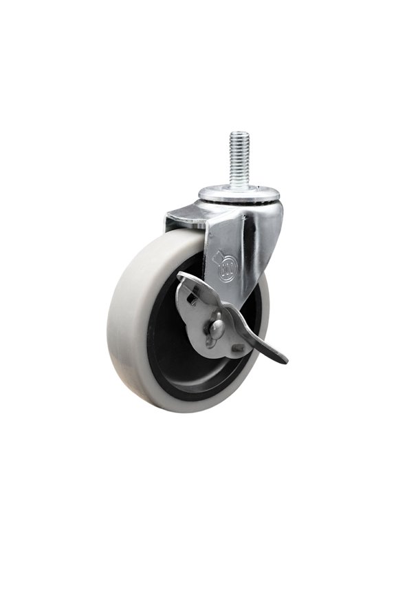 4 Inch Thermoplastic Rubber Wheel 8mm Threaded Stem Caster with Brake SCC