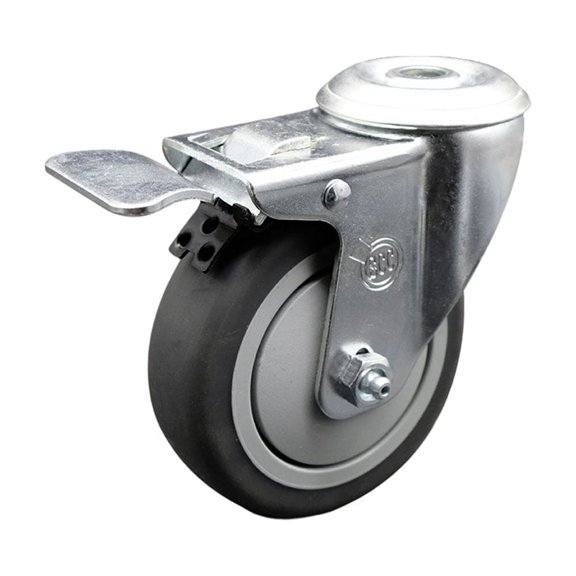 4 Inch Thermoplastic Rubber Wheel Bolt Hole Caster with Total Lock Brake SCC