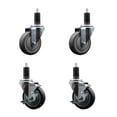 thumbnail image 1 of 4 Inch Thermo Rubber Wheel Swivel 1-1/4 Inch Expanding Stem Caster Set 2 Brakes, 1 of 2