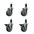 thumbnail image 1 of 4 Inch Thermo Rubber Wheel Swivel 1-1/4 Inch Expanding Stem Caster Set 2 Brakes, 1 of 2