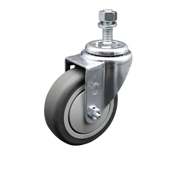4 Inch Thermoplastic Rubber Wheel Swivel 12mm Threaded Stem Caster SCC