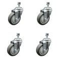 thumbnail image 1 of 4 Inch Thermoplastic Rubber Wheel Swivel 12mm Threaded Stem Caster Set SCC, 1 of 2