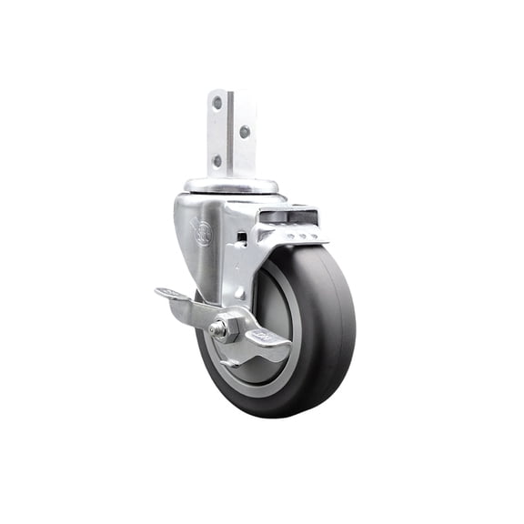 4 Inch Thermoplastic Rubber Wheel Swivel 3/4 Inch Square Stem Caster with Brake
