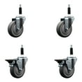 thumbnail image 1 of 4 Inch Thermo Rubber Wheel Swivel 7/8 Inch Expanding Stem Caster Set 2 Brakes, 1 of 2