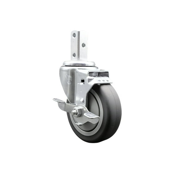 4 Inch Thermoplastic Rubber Wheel Swivel 7/8 Inch Square Stem Caster with Brake