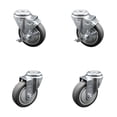 thumbnail image 1 of 4 Inch Thermoplastic Rubber Wheel Swivel Bolt Hole Caster Set with 2 Brake SCC, 1 of 2