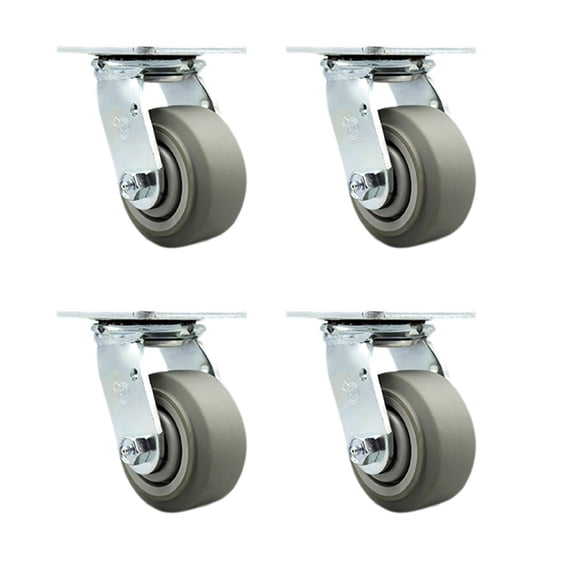 4 Inch Thermoplastic Rubber Wheel Swivel Caster Set with Ball Bearings SCC
