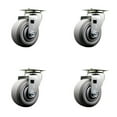 thumbnail image 1 of 4 Inch Thermoplastic Rubber Wheel Swivel Caster Set with Roller Bearings SCC, 1 of 2