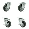 thumbnail image 1 of 4 Inch Thermoplastic Rubber Wheel Swivel Top Plate Caster Set with 2 Brakes SCC, 1 of 2