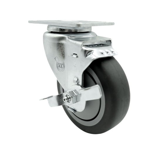 4 Inch Thermoplastic Rubber Wheel Swivel Top Plate Caster with Brake SCC