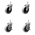 thumbnail image 1 of 4 Inch Thermoplastic Wheel 10mm Threaded Stem Caster Set with 2 Brakes SCC, 1 of 2