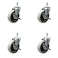 thumbnail image 1 of 4 Inch Thermoplastic Wheel 10mm Threaded Stem Caster Set with Brakes Set of 4, 1 of 3