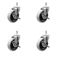 thumbnail image 1 of 4 Inch Thermoplastic Wheel 8mm Threaded Stem Caster Set with Brakes Set of 4 SCC, 1 of 2