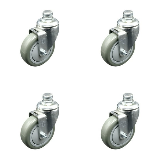 4 Inch Thermoplastic Wheel with ¾ Inch NPT Pipe Thread Stem Swivel Caster Set 4