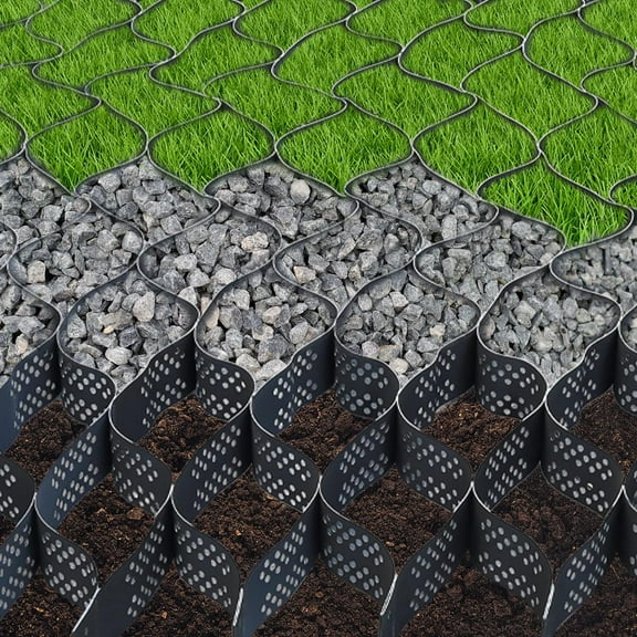 4 Inch Thick Geo Grid Ground Grid 160 Sq Ft Geocells Cellular Confinement System Stabilization Grid for Landscaping Patio Walkway Light Vehicle Driveway Parking Lots Grass Gravel
