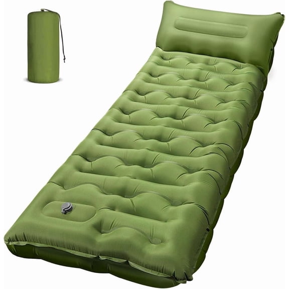 4 Inch Thick Ultralight Camping Sleeping Pad Inflatable Mat with Built-in Pillow & Foot Pump Compact for Backpacking Hiking Car Travel
