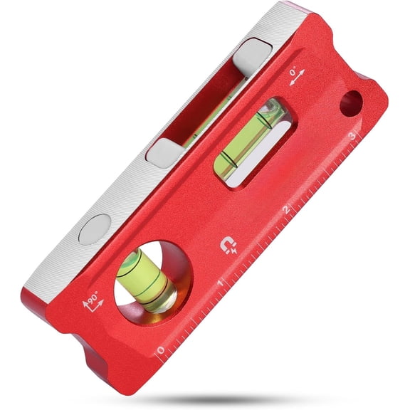 4-Inch Torpedo Level, Small Leveler Tool with 0?/90? Bubbles, Top-view Window, Aluminium Alloy Frame, Dual SAE and Metric Scales