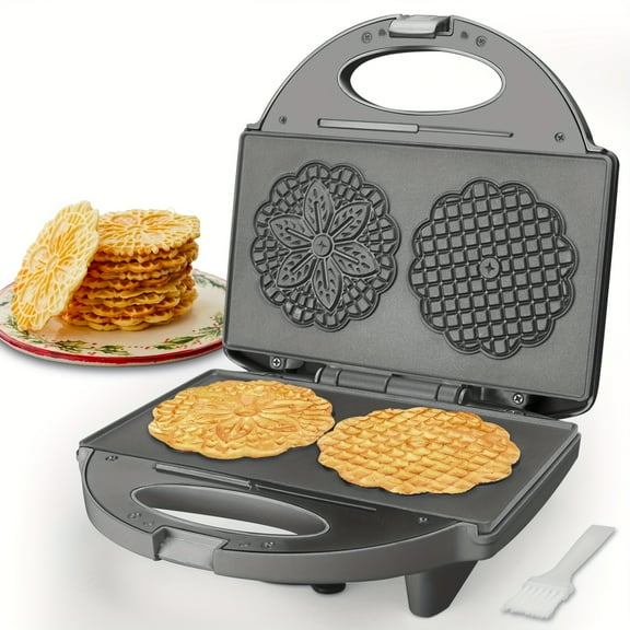 4 Inch Traditional Italian Pizzelle Maker - Snowflake Pattern, Nonstick, Recipe Included, Compact for Italian Cuisine Lovers