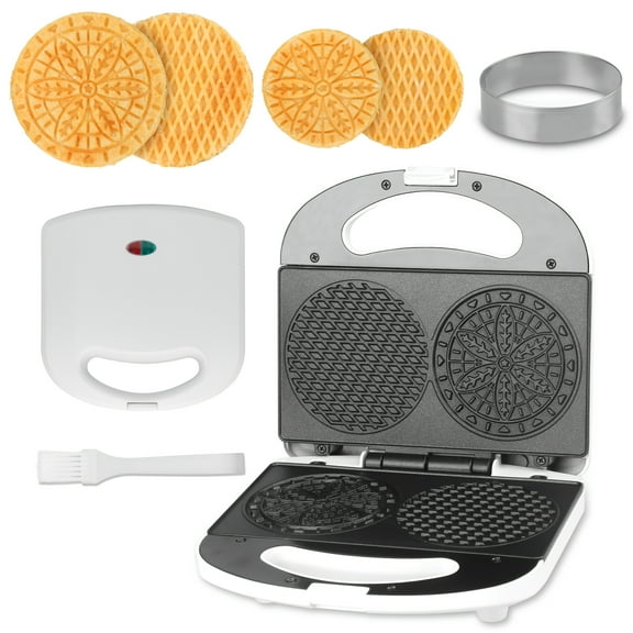 4 Inch Traditional Italian Waffle Pizzelle Maker, Snowflake Pattern, Electric Pizzelle Cookie, Recipe Included