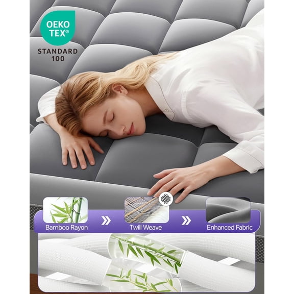 4 Inch Twin Mattress Topper Dual Layer Memory Foam with Cooling Gel & Quilted Pillow Top, Soft Egg Crate Design for Enhanced Comfort and Support (Grey)