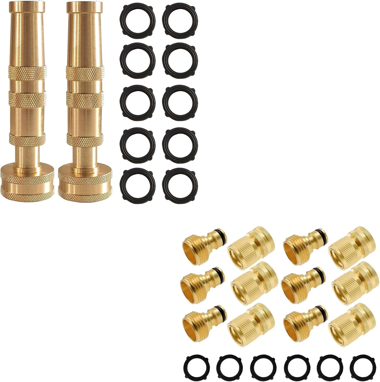 4 Inch Twist Hose Nozzle Solid Brass Jet Sprayer Quick Connect Fitting Bundle