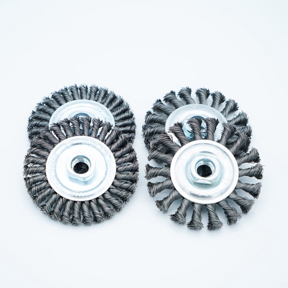 Eco Walker 4 Inch (100mm) Twist Knot Wire Wheel Brush for Angle Grinder 5/8"-11 Aggressive 0.50mm Knotted Carbon Steel for Weld Slag, Heavy Rust & Scale, 4 Pack