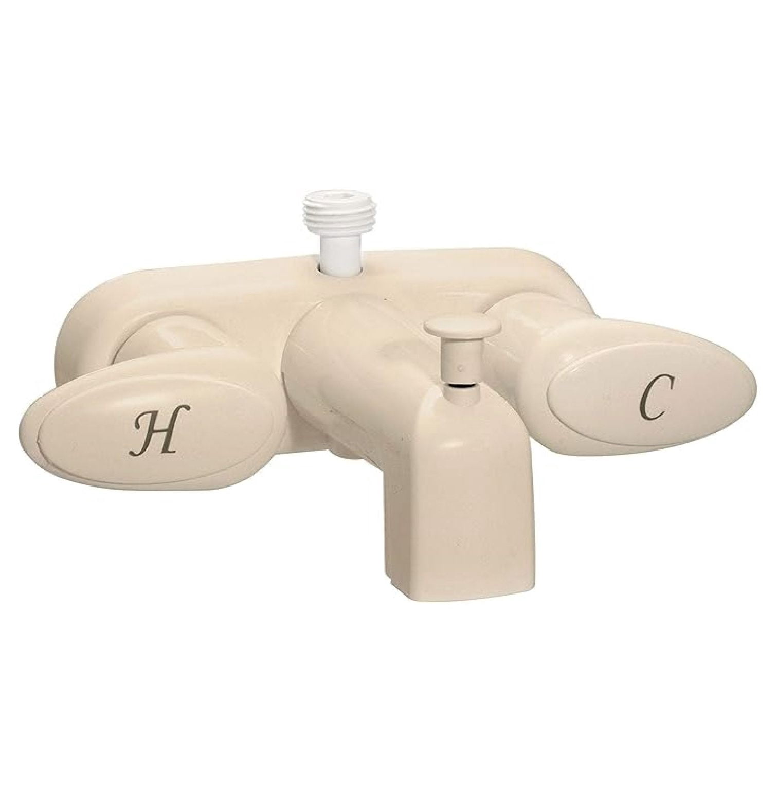 4 Inch Two Handle Tub Filler Faucet - Catalina Series - Biscuit Finish - with Diverter & D-Spout for Handheld Shower - Bathroom Faucet