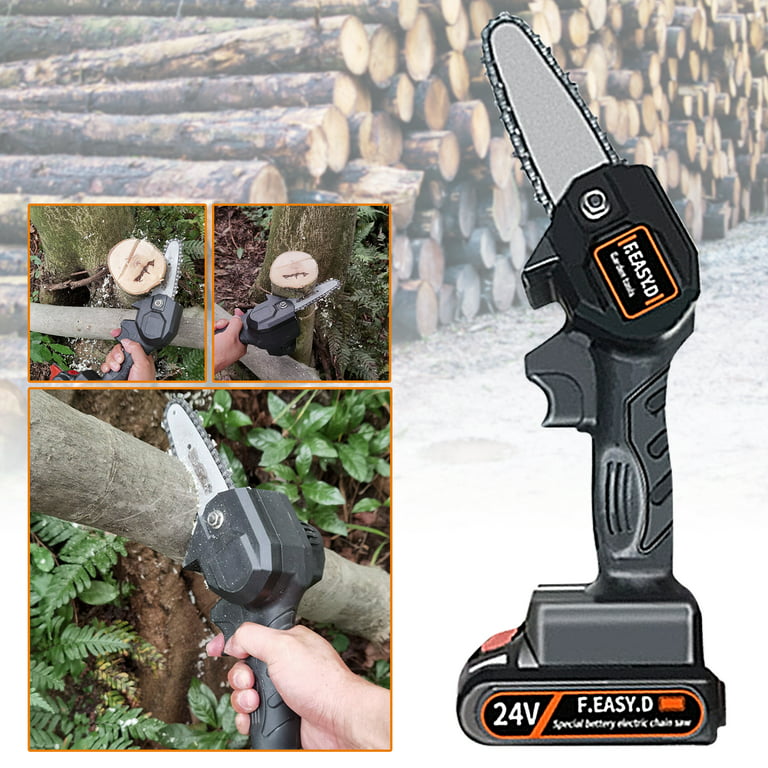 4-Inch Upgraded Cordless Electric Chain Saw Outdoor Small Logging One-Hand  Pruning Saw Super Lightweight Widely used and Powerful 