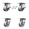 thumbnail image 1 of 4 Inch V Groove Semi Steel Caster Set with Ball Bearing 4 Swivel Lock 2 Brake, 1 of 2
