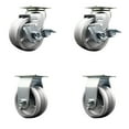 thumbnail image 1 of 4 Inch V-Groove Semi Steel Caster Set with Bronze Bearings 2 Brakes 2 Rigid SCC, 1 of 2