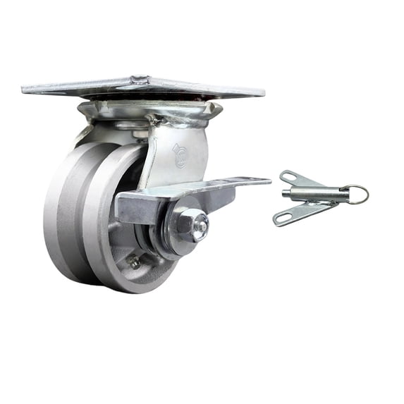 4 Inch V Groove Semi Steel Caster with Ball Bearing and Brake/Swivel Lock SCC