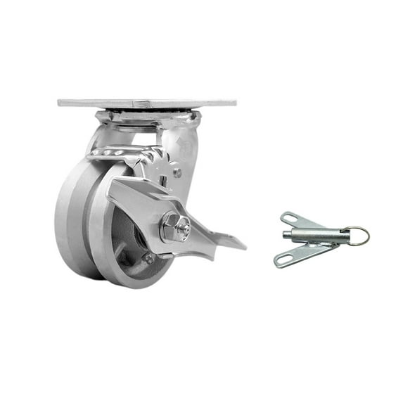 4 Inch V Groove Semi Steel Caster with Roller Bearing and Brake/Swivel Lock SCC