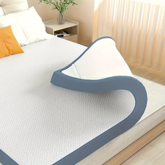 4 Inch White Memory Foam Mattress Topper, Extra Firm Cooling Pad, Medium Support for Twin, Twin XL, Full, Queen, And King Size Beds