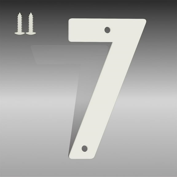 4 Inch White Metal Letters, Modern House Numbers for Outside, White Door Mailbox Numbers, Metal House Address Letter and Number for Office Apartment Outside (7)
