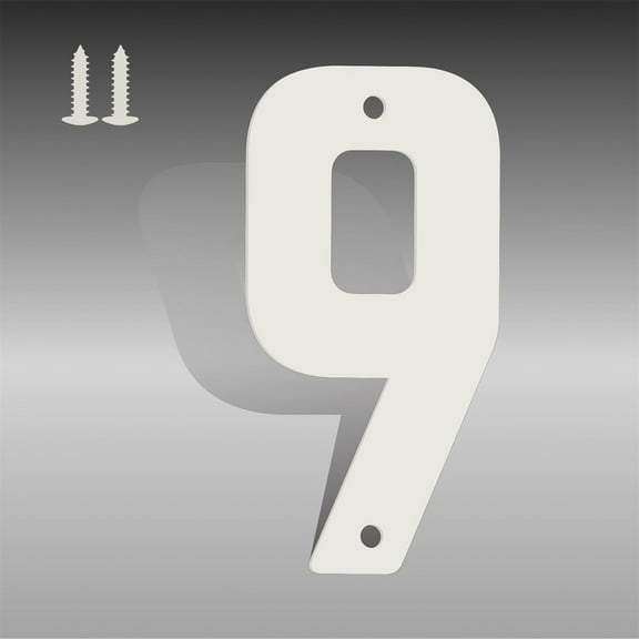4 Inch White Metal Letters, Modern House Numbers for Outside, White Door Mailbox Numbers, Metal House Address Letter and Number for Office Apartment Outside (9)