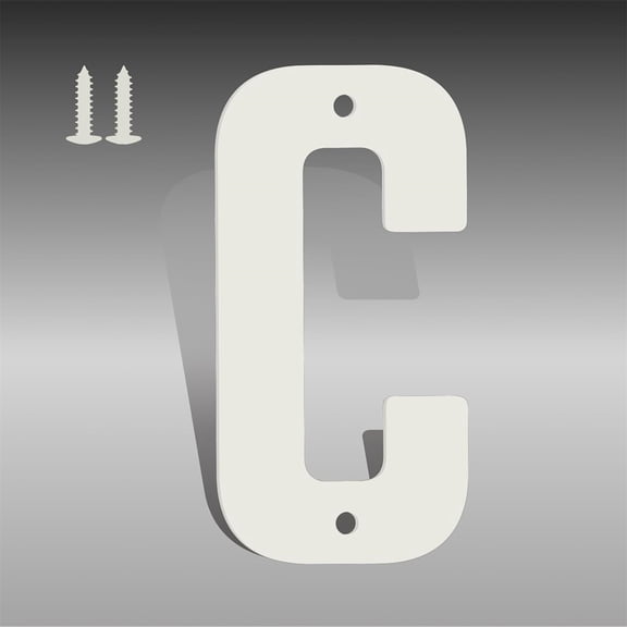 4 Inch White Metal Letters, Modern House Numbers for Outside, White Door Mailbox Numbers, Metal House Address Letter and Number for Office Apartment Outside (C)