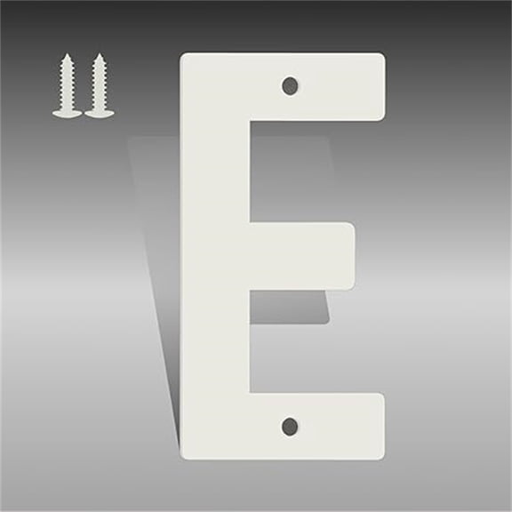 4 Inch White Metal Letters, Modern House Numbers for Outside, White Door Mailbox Numbers, Metal House Address Letter and Number for Office Apartment Outside (E)