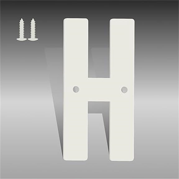 4 Inch White Metal Letters, Modern House Numbers for Outside, White Door Mailbox Numbers, Metal House Address Letter and Number for Office Apartment Outside (H)