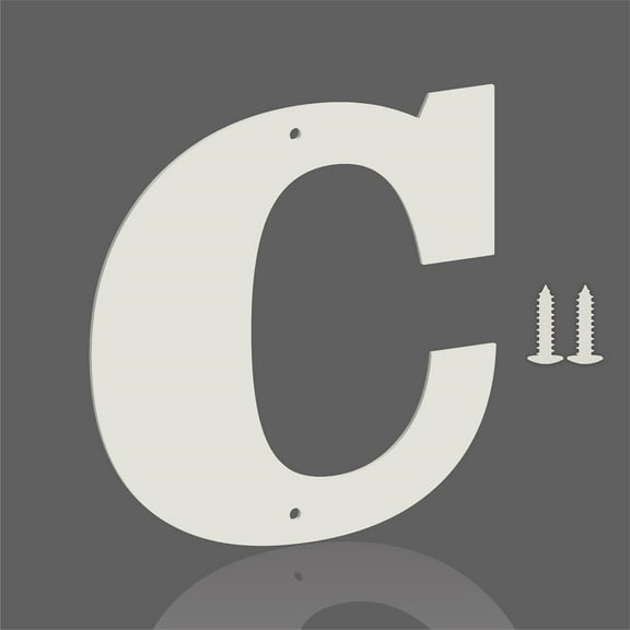 4 Inch White Metal Letters, Modern Metal House Address Letters and Numbers for Outside Signs, Outdoor Mailbox Numbers, for Door, Apartment, Office, Home Use(Letter C)