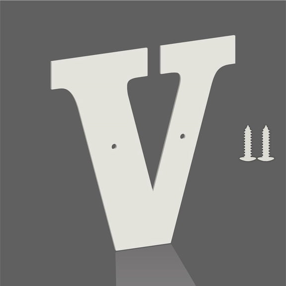 4 Inch White Metal Letters, Modern Metal House Address Letters and Numbers for Outside Signs, Outdoor Mailbox Numbers, for Door, Apartment, Office, Home Use(Letter V)