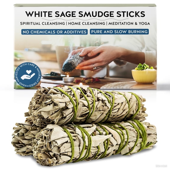 4 Inch White Sage Smudge Sticks 3 Pack, Home CleansingEnergy Clearing, Spiritual Gifts Yoga Altar Witchcraft Tools, Smudging Rituals, White