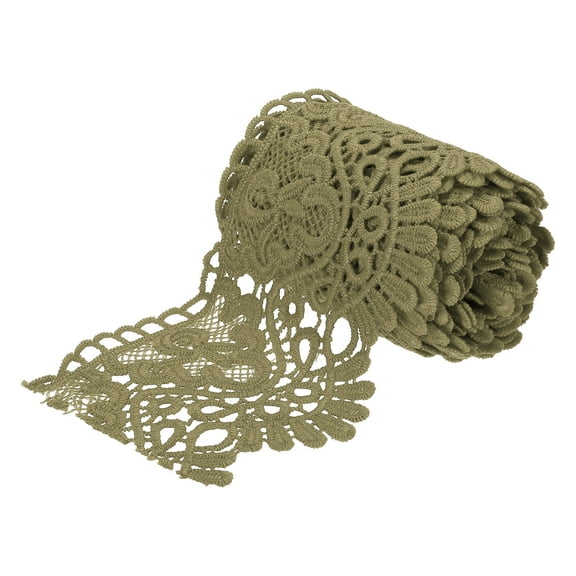 Uxcell 4" Wide 3 Yard Lace Ribbon Floral Pattern Dark Grey Lace Trim Ribbon for Sewing Making