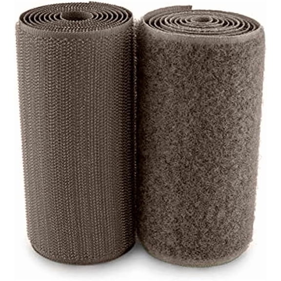 4 Inch Wide Brown Sew on Hook and Loop Tape Non-Adhesive 1 Yd Length Coffee Nylon Hook Loop Tape Fabric Fastener Set for Military Form Bags Clothes Shoes Backpacks DIY Craft