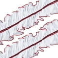 thumbnail image 1 of 4 Inch Wide White Ruffled Pleated Lace Trim Red Double Ruffle Gathered Edge Ribbon Glitter Organza Chiffon Fabric Applique Trimming, 1 of 5