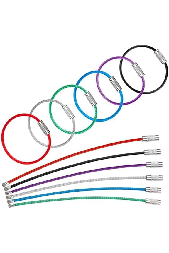 4 Inch Wire Keychain Cable Large Stainless Steel Key Ring Loop Holder for Luggage Tag Keeper for Travel