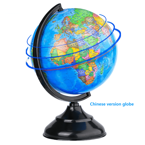 4 Inch World Globe with Stand Chinese Version Rotating Earth Spinning Globe for Kids Geography Classroom Education or Home Decor (Blue)