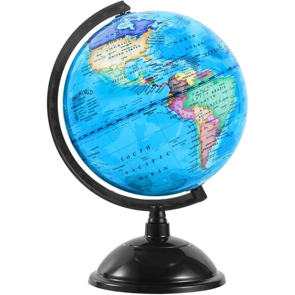 4 Inch World Globe with Stand Rotating Earth Spinning Globe for Kids Geography Classroom Education or Decorations (Blue)