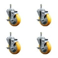 thumbnail image 1 of 4 Inch Yellow Poly Swivel 7/16 Inch Grip Ring Stem Caster Set with Brake, 1 of 1